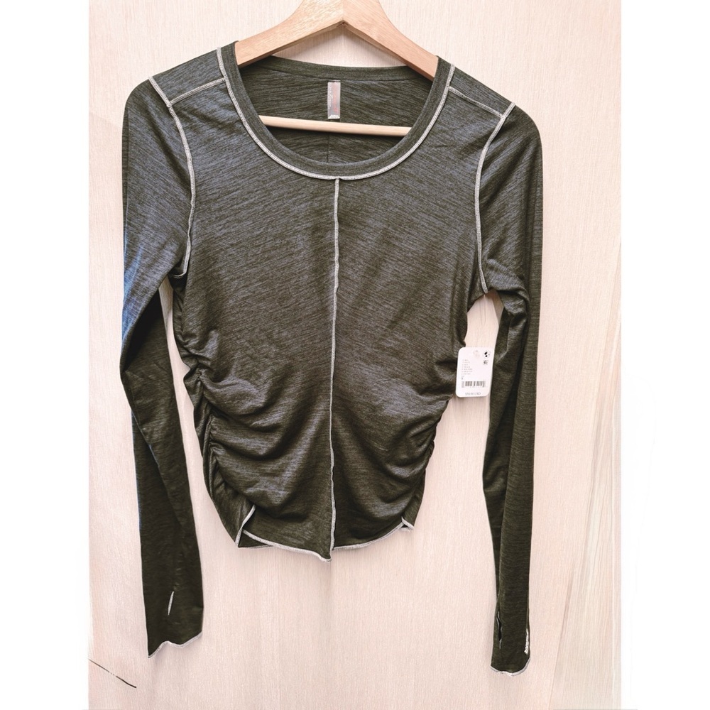NWT Free People Movement Gray Right On Run Long Sleeve Top, Size Small - Picture 2 of 10